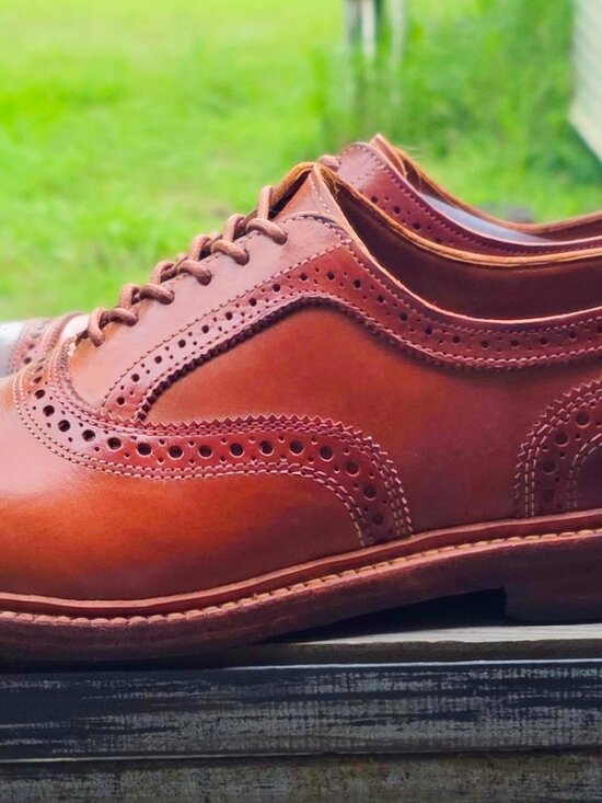 Allen Edmonds Elgin Brown 9.5-D Burnished Mens Leather Captoe Oxford Dress Shoes main image 9